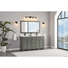 Load image into Gallery viewer, Legion Furniture WS2514-60-PG 60&quot; PEWTER GREEN FINISH SOLID WOOD SINK VANITY  WITH 1&#39; ARTIFICIAL STONE TOP