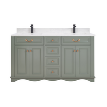 Load image into Gallery viewer, Legion Furniture WS2514-60-PG 60&quot; PEWTER GREEN FINISH SOLID WOOD SINK VANITY  WITH 1&#39; ARTIFICIAL STONE TOP