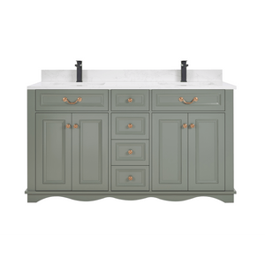 Legion Furniture WS2514-60-PG 60" PEWTER GREEN FINISH SOLID WOOD SINK VANITY  WITH 1' ARTIFICIAL STONE TOP