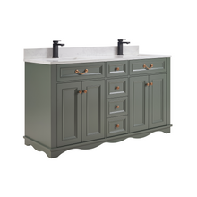 Load image into Gallery viewer, Legion Furniture WS2514-60-PG 60&quot; PEWTER GREEN FINISH SOLID WOOD SINK VANITY  WITH 1&#39; ARTIFICIAL STONE TOP