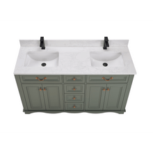 Load image into Gallery viewer, Legion Furniture WS2514-60-PG 60&quot; PEWTER GREEN FINISH SOLID WOOD SINK VANITY  WITH 1&#39; ARTIFICIAL STONE TOP