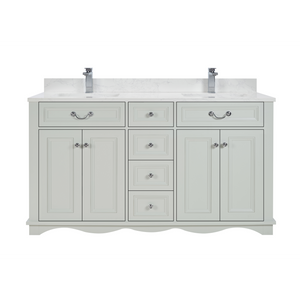 Legion Furniture WS2514-60-SS 60" SILVER STRAND FINISH SOLID WOOD SINK VANITY WITH 1" ARTIFICIAL STONE TOP