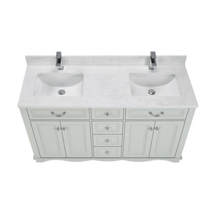 Legion Furniture WS2514-60-SS 60" SILVER STRAND FINISH SOLID WOOD SINK VANITY WITH 1" ARTIFICIAL STONE TOP