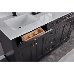 Legion Furniture WS2514-60-TB 60" TRICORN BLACK FINISH SOLID WOOD SINK VANITY WITH 1" ARTIFICIAL STONE TOP