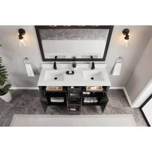 Legion Furniture WS2514-60-TB 60" TRICORN BLACK FINISH SOLID WOOD SINK VANITY WITH 1" ARTIFICIAL STONE TOP
