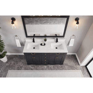 Legion Furniture WS2514-60-TB 60" TRICORN BLACK FINISH SOLID WOOD SINK VANITY WITH 1" ARTIFICIAL STONE TOP