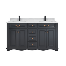Load image into Gallery viewer, Legion Furniture WS2514-60-TB 60&quot; TRICORN BLACK FINISH SOLID WOOD SINK VANITY WITH 1&quot; ARTIFICIAL STONE TOP