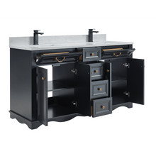 Load image into Gallery viewer, Legion Furniture WS2514-60-TB 60&quot; TRICORN BLACK FINISH SOLID WOOD SINK VANITY WITH 1&quot; ARTIFICIAL STONE TOP