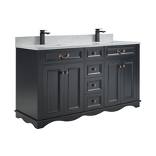 Load image into Gallery viewer, Legion Furniture WS2514-60-TB 60&quot; TRICORN BLACK FINISH SOLID WOOD SINK VANITY WITH 1&quot; ARTIFICIAL STONE TOP