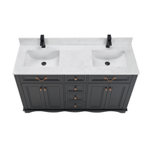 Load image into Gallery viewer, Legion Furniture WS2514-60-TB 60&quot; TRICORN BLACK FINISH SOLID WOOD SINK VANITY WITH 1&quot; ARTIFICIAL STONE TOP