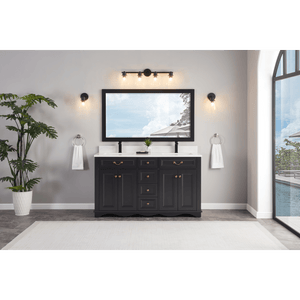 Legion Furniture WS2514-60-TB 60" TRICORN BLACK FINISH SOLID WOOD SINK VANITY WITH 1" ARTIFICIAL STONE TOP