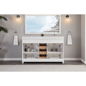 Legion Furniture WS2514-60-W 60" WHITE FINISH SOLID WOOD SINK VANITY WITH 1" ARTIFICIAL STONE TOP