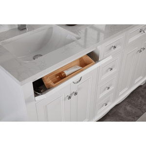 Legion Furniture WS2514-60-W 60" WHITE FINISH SOLID WOOD SINK VANITY WITH 1" ARTIFICIAL STONE TOP