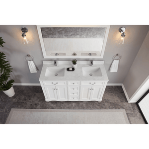 Legion Furniture WS2514-60-W 60" WHITE FINISH SOLID WOOD SINK VANITY WITH 1" ARTIFICIAL STONE TOP