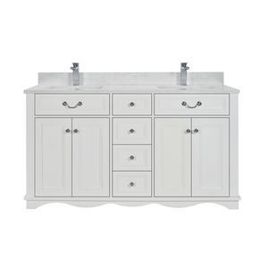 Legion Furniture WS2514-60-W 60" WHITE FINISH SOLID WOOD SINK VANITY WITH 1" ARTIFICIAL STONE TOP