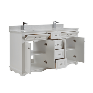 Legion Furniture WS2514-60-W 60" WHITE FINISH SOLID WOOD SINK VANITY WITH 1" ARTIFICIAL STONE TOP