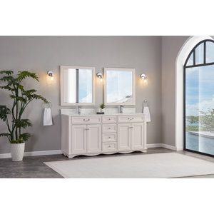 Legion Furniture WS2514-72-DW 72" DREAMY WHITE FINISH SOLID WOOD SINK VANITY  WITH 1' ARTIFICIAL STONE TOP