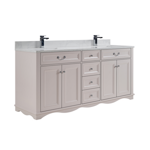 Legion Furniture WS2514-72-DW 72" DREAMY WHITE FINISH SOLID WOOD SINK VANITY  WITH 1' ARTIFICIAL STONE TOP