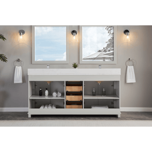 Legion Furniture WS2514-72-SS 72" SILVER STRAND FINISH SOLID WOOD SINK VANITY  WITH 1' ARTIFICIAL STONE TOP