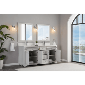 Legion Furniture WS2514-72-SS 72" SILVER STRAND FINISH SOLID WOOD SINK VANITY  WITH 1' ARTIFICIAL STONE TOP