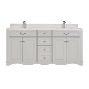 Legion Furniture WS2514-72-SS 72" SILVER STRAND FINISH SOLID WOOD SINK VANITY  WITH 1' ARTIFICIAL STONE TOP