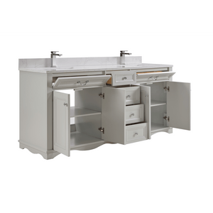 Legion Furniture WS2514-72-SS 72" SILVER STRAND FINISH SOLID WOOD SINK VANITY  WITH 1' ARTIFICIAL STONE TOP
