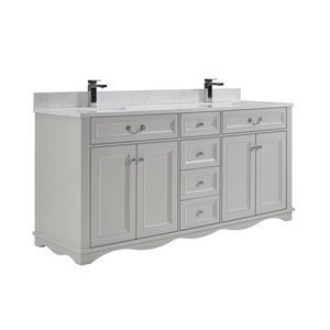 Legion Furniture WS2514-72-SS 72" SILVER STRAND FINISH SOLID WOOD SINK VANITY  WITH 1' ARTIFICIAL STONE TOP