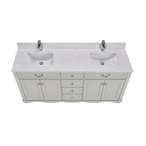 Legion Furniture WS2514-72-SS 72" SILVER STRAND FINISH SOLID WOOD SINK VANITY  WITH 1' ARTIFICIAL STONE TOP