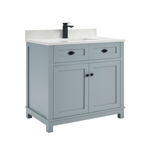 Legion Furniture WS2515-36-CD 36" CADET FINISH SOLID WOOD SINK VANITY  WITH 1' ARTIFICIAL STONE TOP