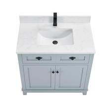 Load image into Gallery viewer, Legion Furniture WS2515-36-CD 36&quot; CADET FINISH SOLID WOOD SINK VANITY  WITH 1&#39; ARTIFICIAL STONE TOP