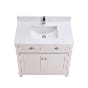 Legion Furniture WS2515-36-DW 36" DREAMY WHITE FINISH SOLID WOOD SINK VANITY  WITH 1' ARTIFICIAL STONE TOP