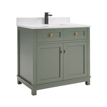 Load image into Gallery viewer, Legion Furniture WS2515-36-PG 36&quot; PEWTER GREEN FINISH SOLID WOOD SINK VANITY  WITH 1&#39; ARTIFICIAL STONE TOP