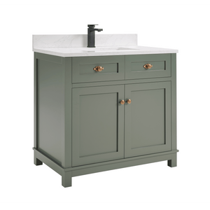 Legion Furniture WS2515-36-PG 36" PEWTER GREEN FINISH SOLID WOOD SINK VANITY  WITH 1' ARTIFICIAL STONE TOP