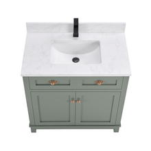 Load image into Gallery viewer, Legion Furniture WS2515-36-PG 36&quot; PEWTER GREEN FINISH SOLID WOOD SINK VANITY  WITH 1&#39; ARTIFICIAL STONE TOP