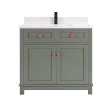 Load image into Gallery viewer, Legion Furniture WS2515-36-PG 36&quot; PEWTER GREEN FINISH SOLID WOOD SINK VANITY  WITH 1&#39; ARTIFICIAL STONE TOP