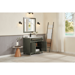 Legion Furniture WS2515-36-PG 36" PEWTER GREEN FINISH SOLID WOOD SINK VANITY  WITH 1' ARTIFICIAL STONE TOP