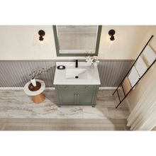 Load image into Gallery viewer, Legion Furniture WS2515-36-PG 36&quot; PEWTER GREEN FINISH SOLID WOOD SINK VANITY  WITH 1&#39; ARTIFICIAL STONE TOP