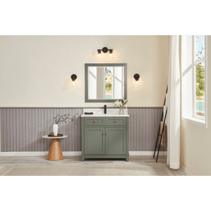 Legion Furniture WS2515-36-PG 36" PEWTER GREEN FINISH SOLID WOOD SINK VANITY  WITH 1' ARTIFICIAL STONE TOP