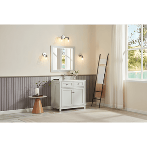 Legion Furniture WS2515-36-SS 36" SILVER STRAND FINISH SOLID WOOD SINK VANITY WITH 1" ARTIFICIAL STONE TOP