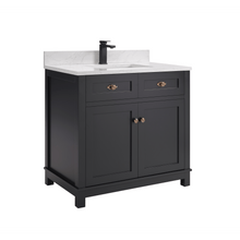 Load image into Gallery viewer, Legion Furniture WS2515-36-TB 36&quot; TRICORN BLACK FINISH SOLID WOOD SINK VANITY  WITH 1&#39; ARTIFICIAL STONE TOP