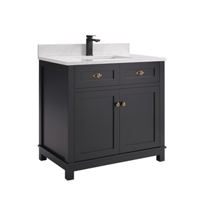 Legion Furniture WS2515-36-TB 36" TRICORN BLACK FINISH SOLID WOOD SINK VANITY  WITH 1' ARTIFICIAL STONE TOP