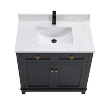 Load image into Gallery viewer, Legion Furniture WS2515-36-TB 36&quot; TRICORN BLACK FINISH SOLID WOOD SINK VANITY  WITH 1&#39; ARTIFICIAL STONE TOP