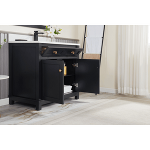 Legion Furniture WS2515-36-TB 36" TRICORN BLACK FINISH SOLID WOOD SINK VANITY  WITH 1' ARTIFICIAL STONE TOP