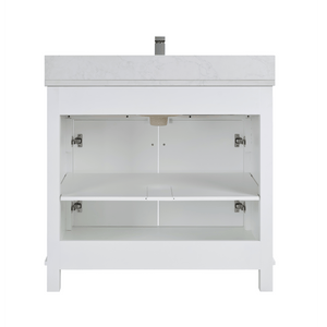 Legion Furniture WS2515-36-W 36" WHITE FINISH SOLID WOOD SINK VANITY WITH 1" ARTIFICIAL STONE TOP