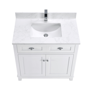 Legion Furniture WS2515-36-W 36" WHITE FINISH SOLID WOOD SINK VANITY WITH 1" ARTIFICIAL STONE TOP