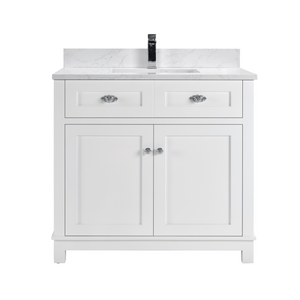 Legion Furniture WS2515-36-W 36" WHITE FINISH SOLID WOOD SINK VANITY WITH 1" ARTIFICIAL STONE TOP