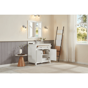 Legion Furniture WS2515-36-W 36" WHITE FINISH SOLID WOOD SINK VANITY WITH 1" ARTIFICIAL STONE TOP