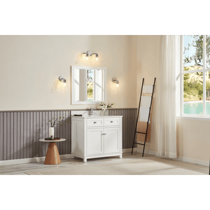 Legion Furniture WS2515-36-W 36" WHITE FINISH SOLID WOOD SINK VANITY WITH 1" ARTIFICIAL STONE TOP