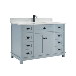 Legion Furniture WS2515-48-CD 48" CADET FINISH SOLID WOOD SINK VANITY  WITH 1' ARTIFICIAL STONE TOP