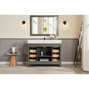 Legion Furniture WS2515-48-PG 48" PEWTER GREEN FINISH SOLID WOOD SINK VANITY  WITH 1' ARTIFICIAL STONE TOP